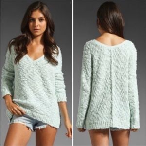Free People songbird mint green oversized sweater